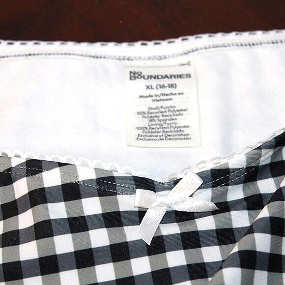 No Boundaries Black Gingham Cheeky High-Rise Bikini Bottoms - XL - NWT - Picture 4 of 6